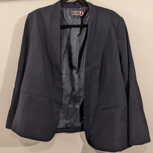 Basque Woman (Plus) Navy Pinstripe Skirt Suit with Blazer 16W - Picture 3 of 3